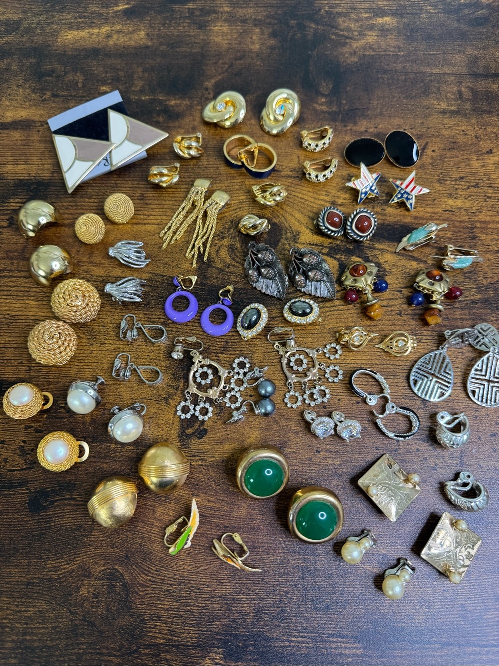 Large Vintage Clip-On Earrings Lot - 34 Pairs